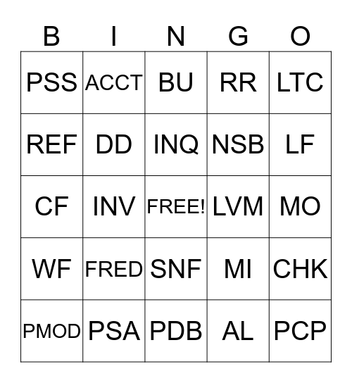 Brookdale Bingo-CS Acronyms Bingo Card