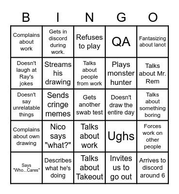 Nico Bingo Card