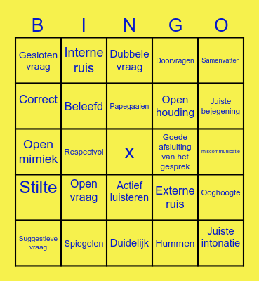 Communicatie Bingo Card