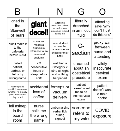 OB Nights Bingo Card