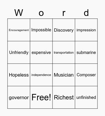 B Bingo Card