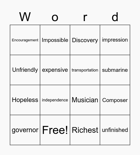 B Bingo Card