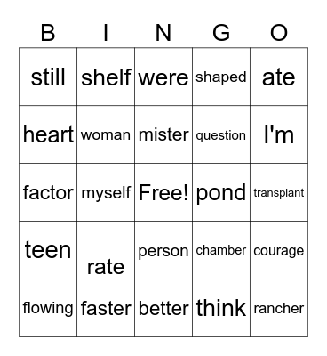 WORD BINGO Card