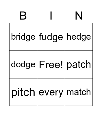 B Bingo Card