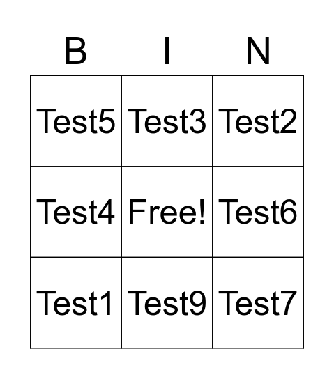 Test bingo Card