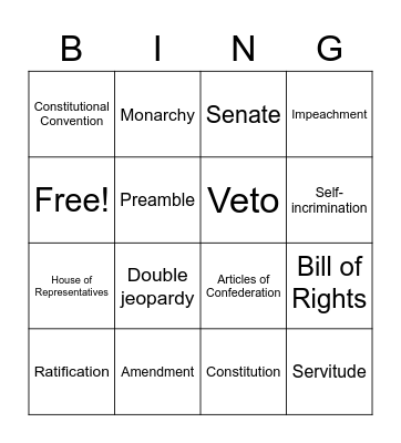 Vocabulary Bingo Card