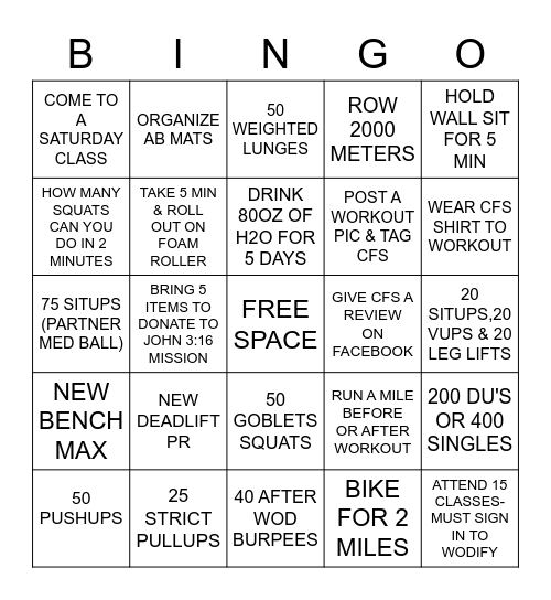 CFS BINGO Card