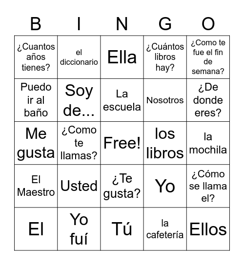 Review Bingo Card