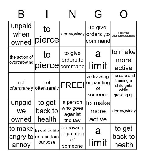 carmen's bingo Card