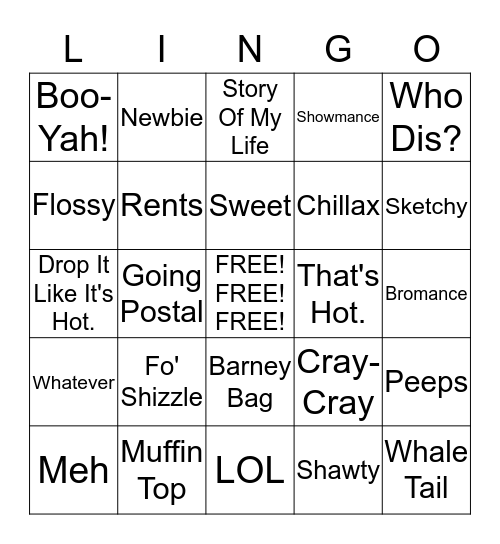 LINGO BINGO OF THE 2000's Bingo Card