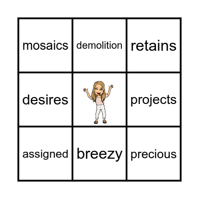 M2W3 Vocabulary Bingo Card