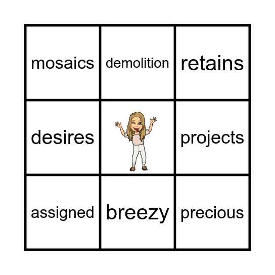 M2W3 Vocabulary Bingo Card