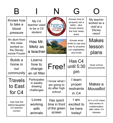 Get to Know C4 Ambassador's Bingo Card