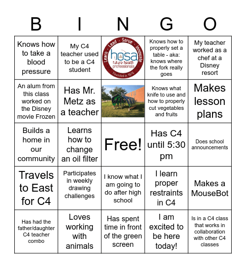 Get to Know C4 Ambassador's Bingo Card