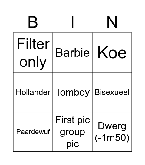 Bumble Bingo Card