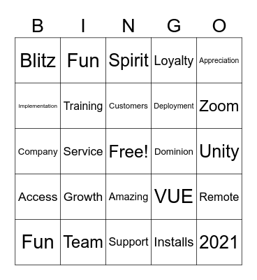 Customer Service Week 2021! Bingo Card