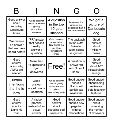 September 2021 AMA Bingo Card