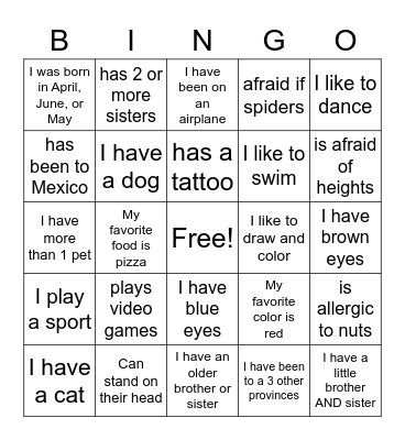 ICE YOUTH Bingo Card