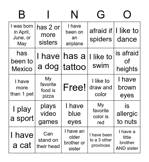 ICE YOUTH Bingo Card