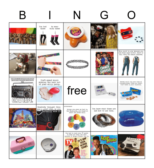 I love the 90's Bingo Card