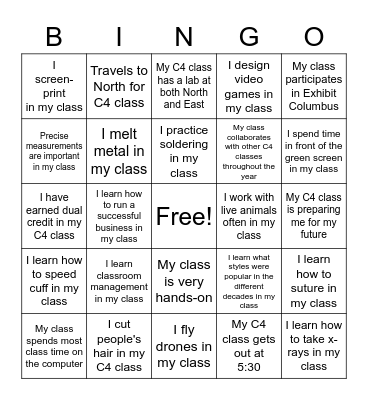 Getting to Know C4 Ambassador's Bingo Card