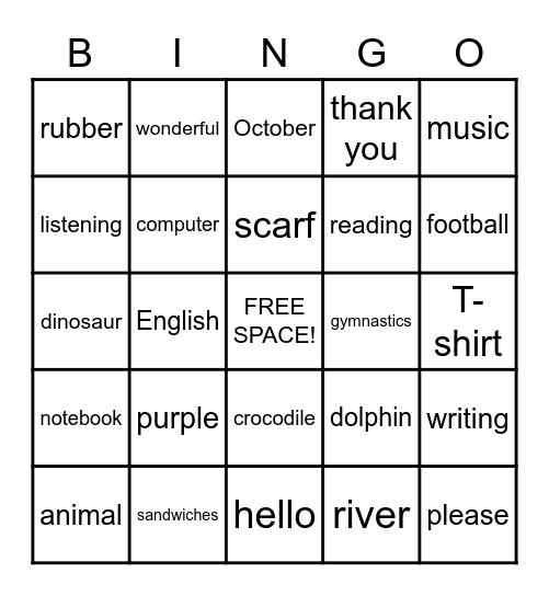 Welcome Back! Bingo Card