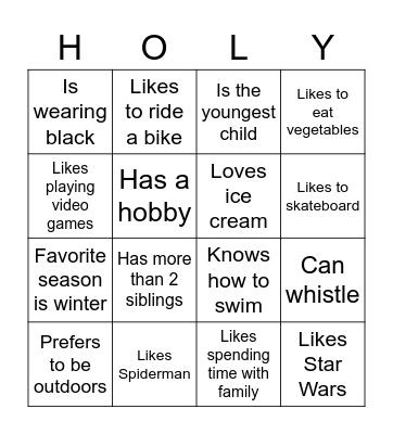 Icebreaker Bingo Card