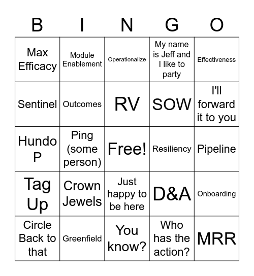 BCE Bingo Card