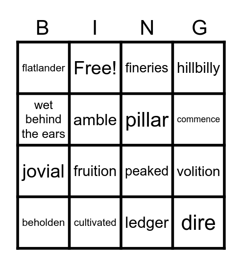 Dovey Coe Chapters 1-8 Bingo Card