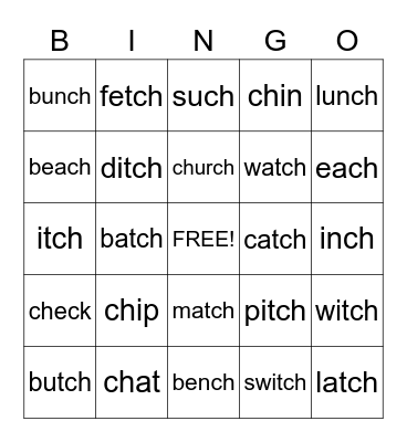 ch & tch Bingo Card