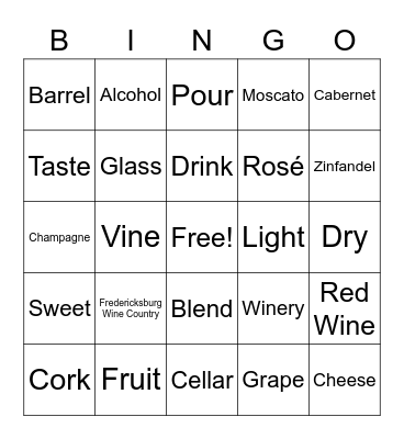 "Good Wine, Good Time" Bingo Card