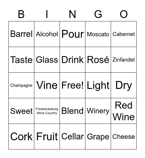 "Good Wine, Good Time" Bingo Card