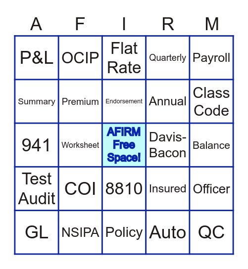 AFIRM BINGO Card