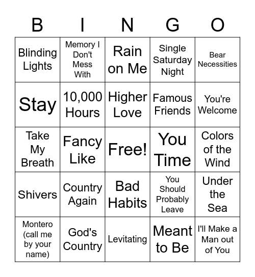 September Bingo Card