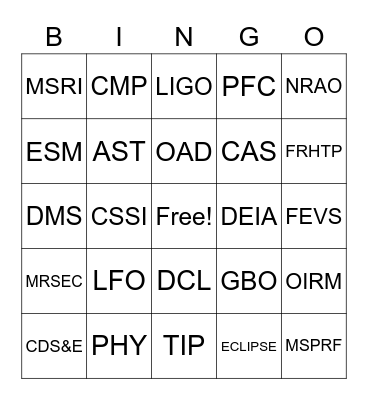 MPS All-Staff Bingo Card