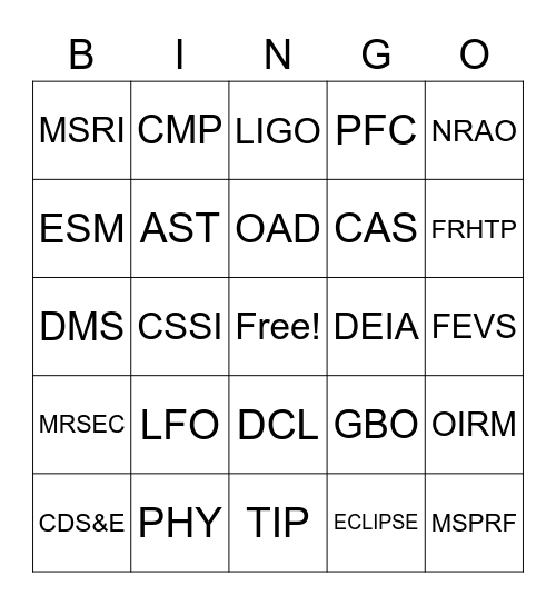 MPS All-Staff Bingo Card