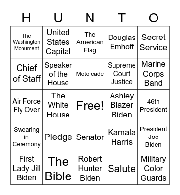 Inauguration Bingo 2021 Bingo Card