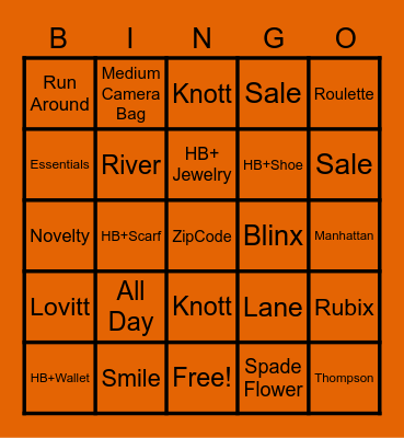 Halloween Handbag Bingo Card