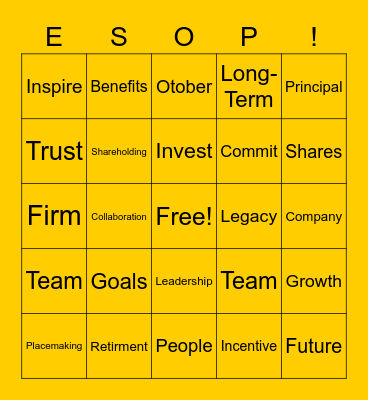 DAHLIN ESOP Celebration Month Bingo Card