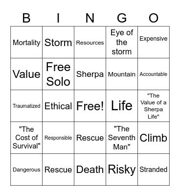 Survival Bingo Card