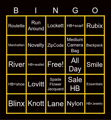 Halloween Handbag Bingo Card