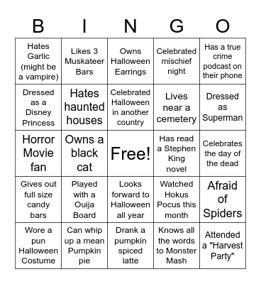 Halloween Bingo Card