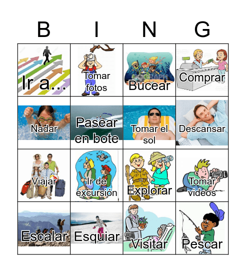 Lugar Icónico Verbos Geography Unit Bingo Card
