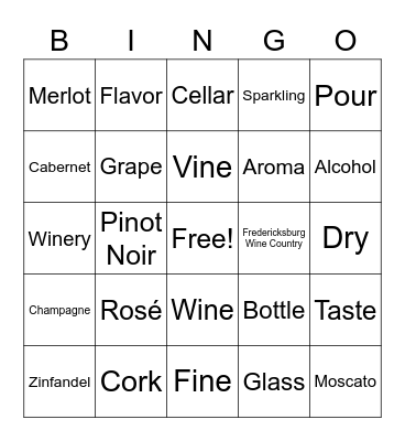 "Good Wine, Good Time" Bingo Card