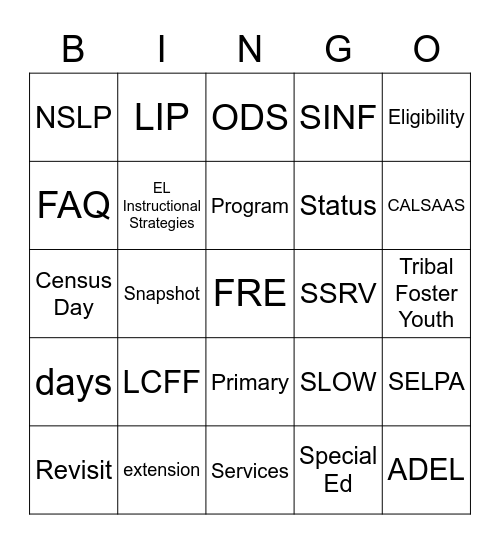 October CIM Bingo Card