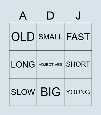 ADJECTIVES Bingo Card