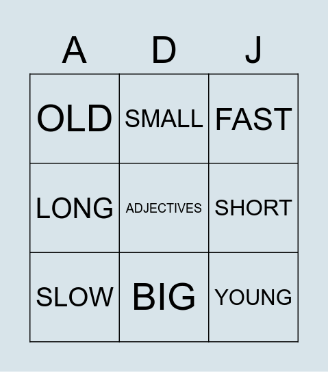 ADJECTIVES Bingo Card