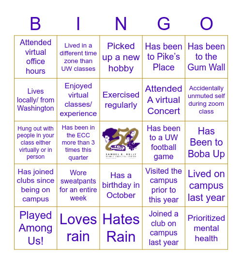 Sophomore Mixer Bingo- COVID Edition Bingo Card