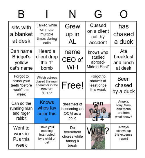 Kenda's Bingo Bongo Bingo Card