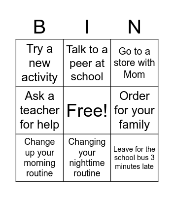 Exposure Bingo Card